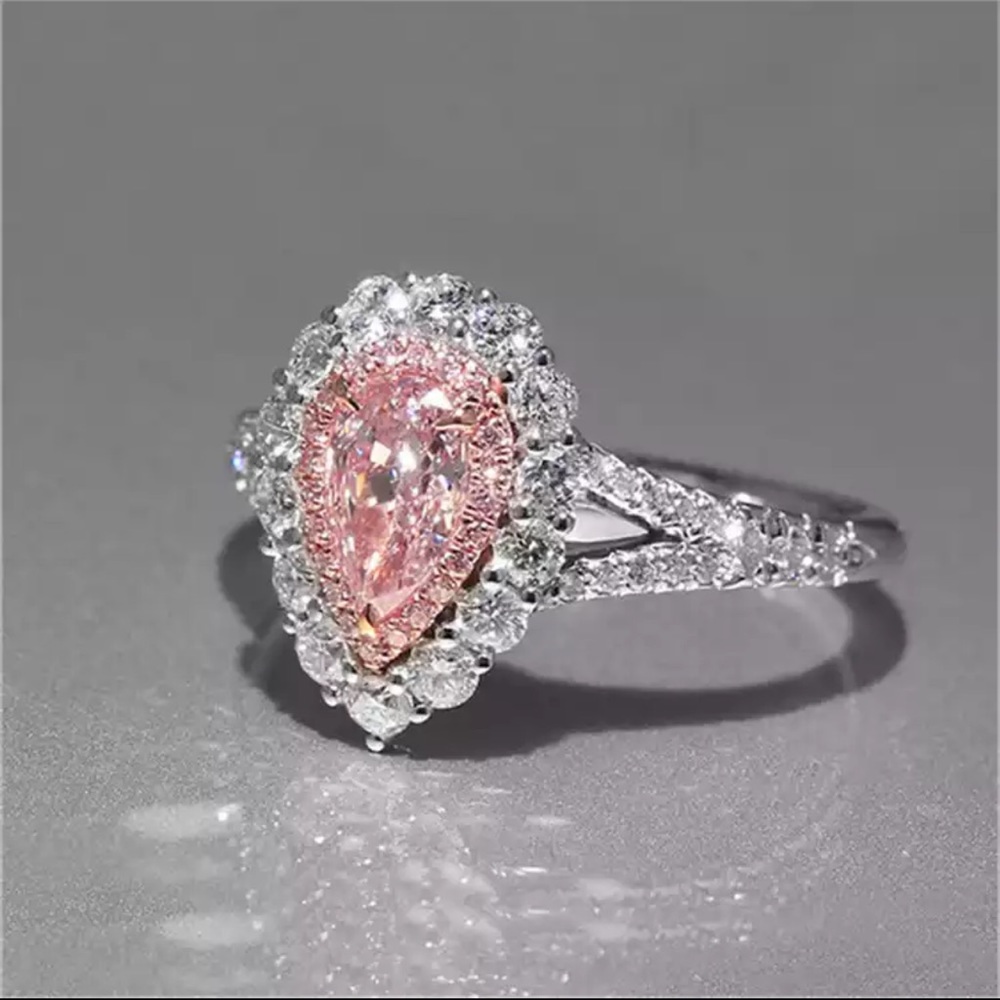 SilverPink Diamant Cubic Zirconia Water DropBridal - Picture 2 of 3